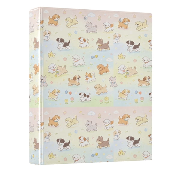 Three Ring Binder Happy Playing Puppy 1.5 Inch Round Binder D-Rings for Office Supplies and More
