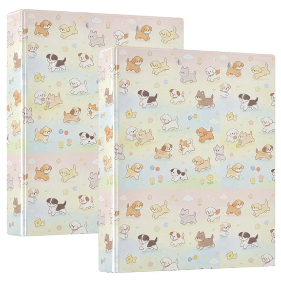 Three Ring Binder Happy Playing Puppy 1.5 Inch Round Binder D-Rings for Office Supplies and More