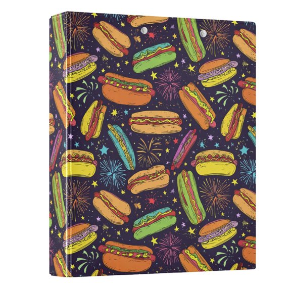 Three Ring Binder Hot Dog Celebration 1.5 Inch Round Binder D-Rings for Office Supplies and More