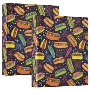 Three Ring Binder Hot Dog Celebration 1.5 Inch Round Binder D-Rings for Office Supplies and More