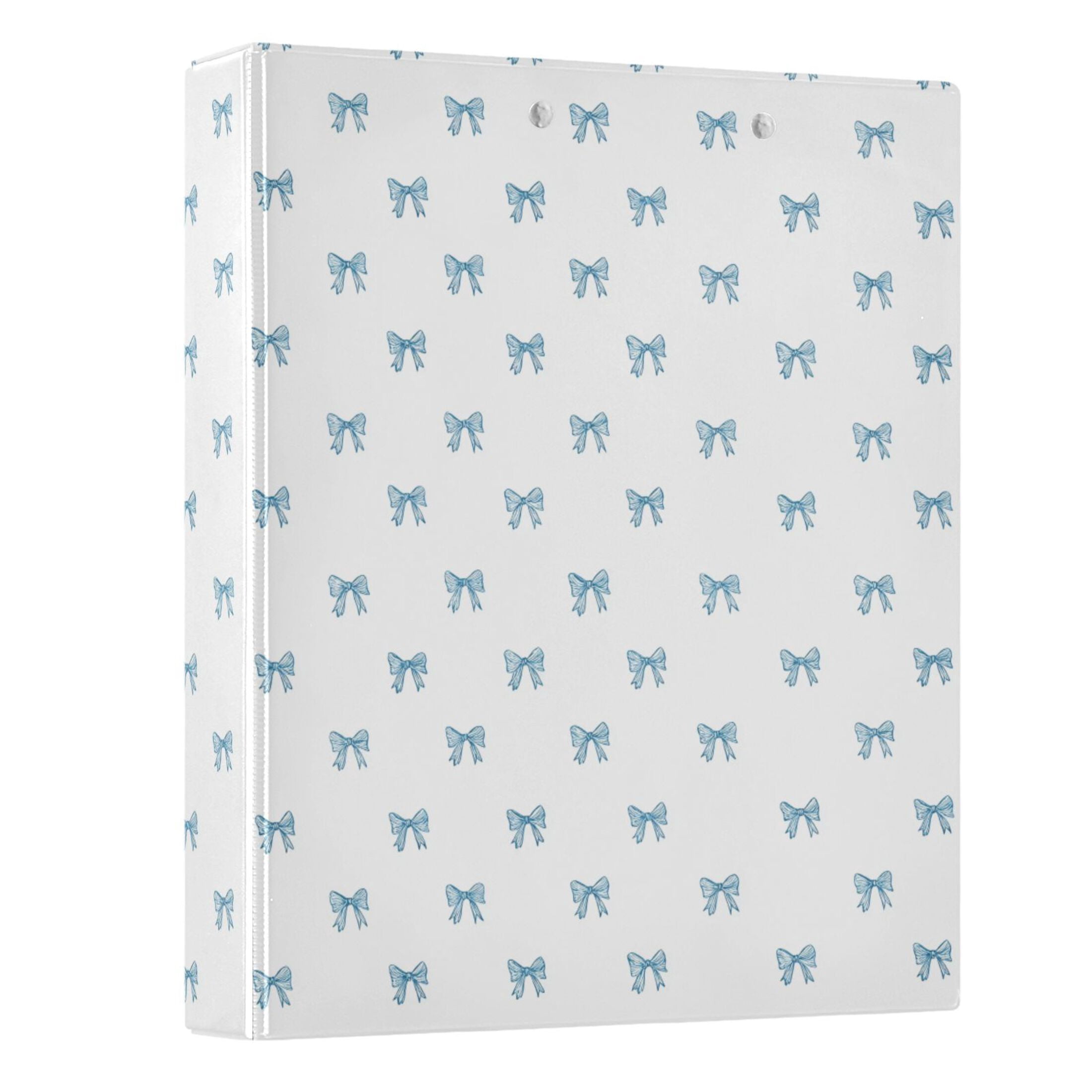 Three Ring Binder Light Blue Bow 1.5 Inch Round Binder D-Rings for Office Supplies and More