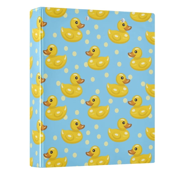 Three Ring Binder Little Yellow Duck Yellow Polka Dots Pattern 1.5 Inch Round Binder D-Rings for Office Supplies and More