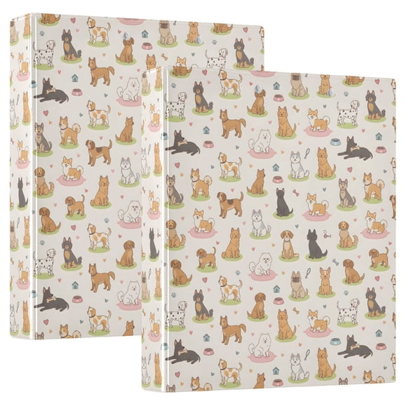 Three Ring Binder Love Dog House Pattern 1.5 Inch Round Binder D-Rings for Office Supplies and More