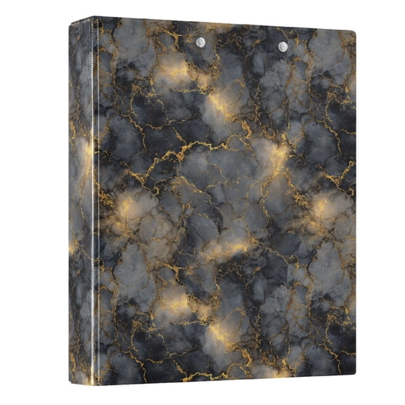 Three Ring Binder Marble Black Gold Art 1.5 Inch Round Binder D-Rings for Office Supplies and More