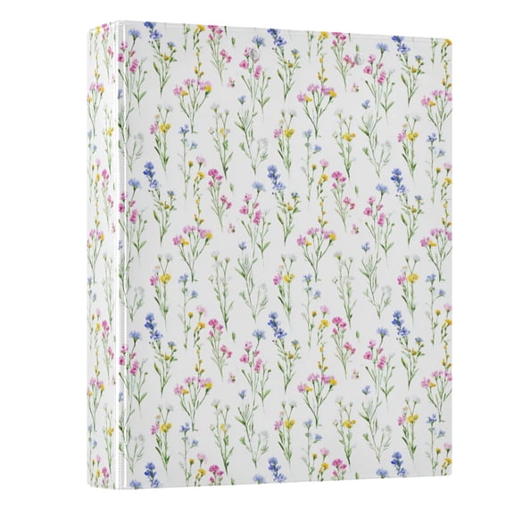 Three Ring Binder Meadow Flowers 1.5 Inch Round Binder D-Rings for Office Supplies and More