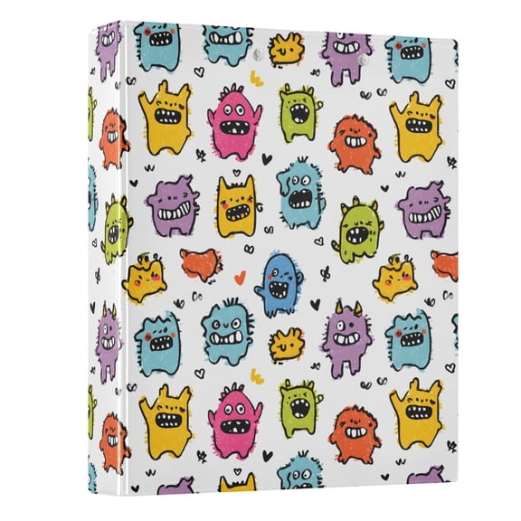 Three Ring Binder Monster Hand Drawn 1.5 Inch Round Binder D-Rings for Office Supplies and More