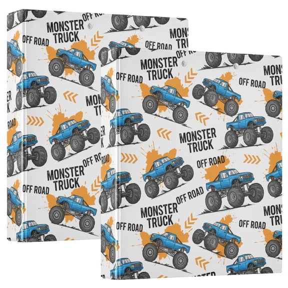 Three Ring Binder Monster Truck Car 1.5 Inch Round Binder D-Rings for Office Supplies and More