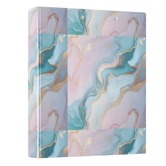Three Ring Binder Pink Blue Marble 1.5 Inch Round Binder D-Rings for Office Supplies and More