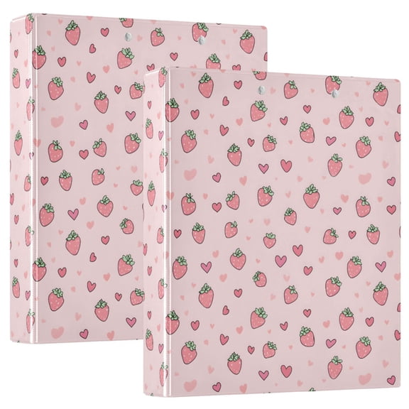 Three Ring Binder Pink Strawberry Heart 1.5 Inch Round Binder D-Rings for Office Supplies and More
