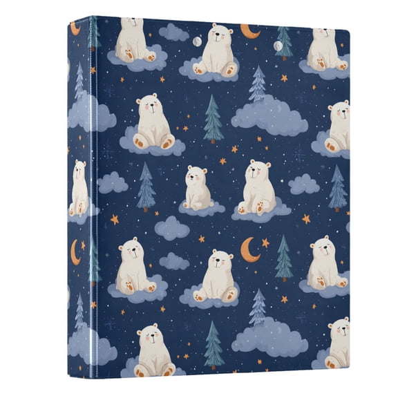 Three Ring Binder Polar Bear Cloud Tree 1.5 Inch Round Binder D-Rings for Office Supplies and More