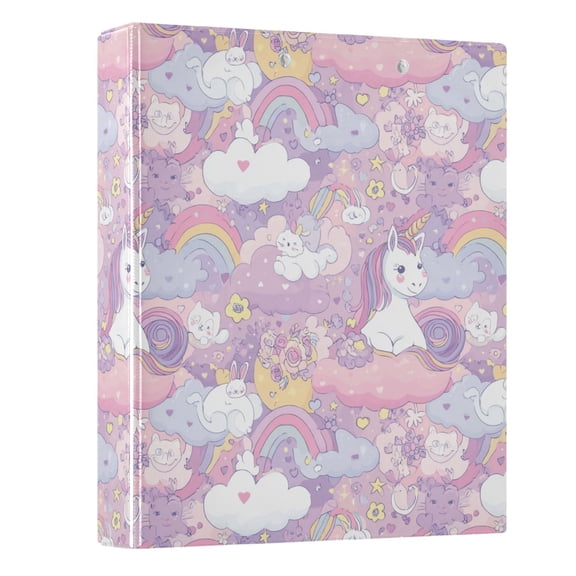 Three Ring Binder Rainbow Mane Unicorn 1.5 Inch Round Binder D-Rings for Office Supplies and More