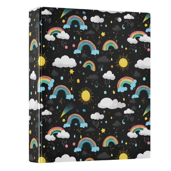 Three Ring Binder Rainbow Rain 1.5 Inch Round Binder D-Rings for Office Supplies and More
