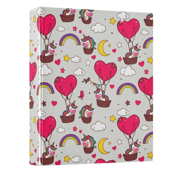 Three Ring Binder Rainbow Unicorn 1.5 Inch Round Binder D-Rings for Office Supplies and More