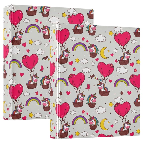 Three Ring Binder Rainbow Unicorn 1.5 Inch Round Binder D-Rings for Office Supplies and More