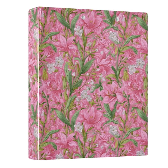 Three Ring Binder Retro Floral Pink 1.5 Inch Round Binder D-Rings for Office Supplies and More