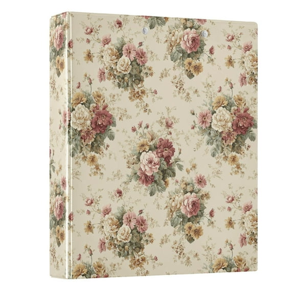 Three Ring Binder Retro Flowers Various Flowers 1.5 Inch Round Binder D-Rings for Office Supplies and More
