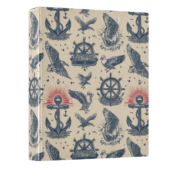 Three Ring Binder Seagull and Anchor Painting 1.5 Inch Round Binder D-Rings for Office Supplies and More
