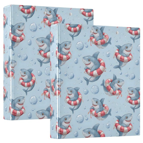Three Ring Binder Shark Swim Ring Pattern 1.5 Inch Round Binder D-Rings for Office Supplies and More