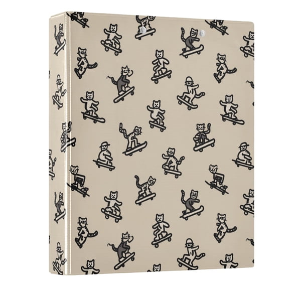 Three Ring Binder Skateboard Cat 1.5 Inch Round Binder D-Rings for Office Supplies and More