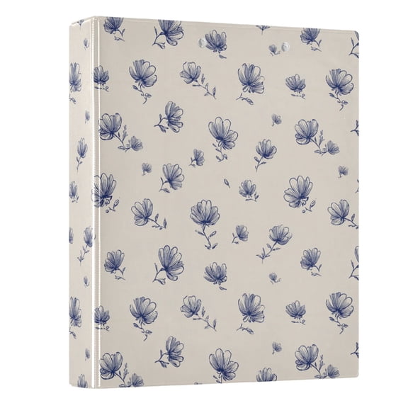 Three Ring Binder Small Blue Flowers 1.5 Inch Round Binder D-Rings for Office Supplies and More
