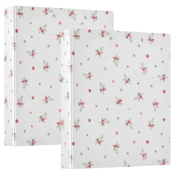 Three Ring Binder Small Floral Leaves 1.5 Inch Round Binder D-Rings for Office Supplies and More