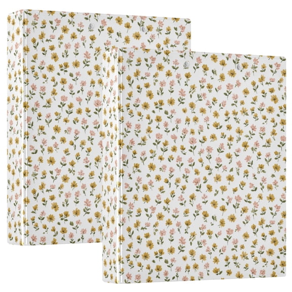 Three Ring Binder Small Flowers 1.5 Inch Round Binder D-Rings for Office Supplies and More