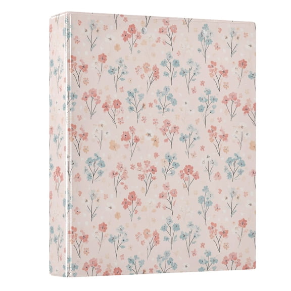 Three Ring Binder Small Flowers 1.5 Inch Round Binder D-Rings for Office Supplies and More