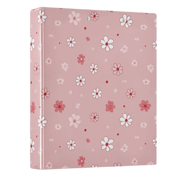 Three Ring Binder Small Pink Flowers 1.5 Inch Round Binder D-Rings for Office Supplies and More