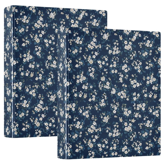Three Ring Binder Small White Flowers 1.5 Inch Round Binder D-Rings for Office Supplies and More