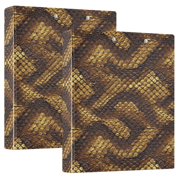 Three Ring Binder Snakeskin Texture Gold and Yellow 1.5 Inch Round Binder D-Rings for Office Supplies and More