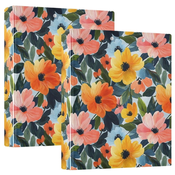 Three Ring Binder Soft Pastel Flower 1.5 Inch Round Binder D-Rings for Office Supplies and More