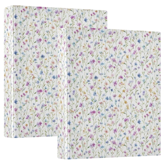 Three Ring Binder Spring Wildflowers 1.5 Inch Round Binder D-Rings for Office Supplies and More