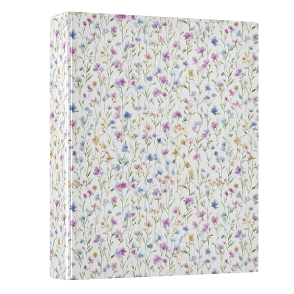 Three Ring Binder Spring Wildflowers 1.5 Inch Round Binder D-Rings for Office Supplies and More