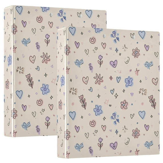 Three Ring Binder Star Flowers 1.5 Inch Round Binder D-Rings for Office Supplies and More