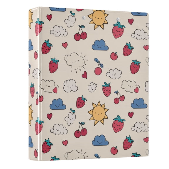 Three Ring Binder Strawberry Cloud Cherry 1.5 Inch Round Binder D-Rings for Office Supplies and More