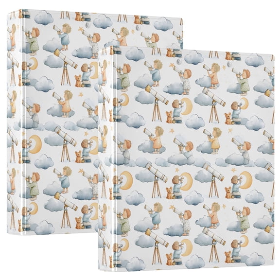 Three Ring Binder Telescope Child Cloud 1.5 Inch Round Binder D-Rings for Office Supplies and More
