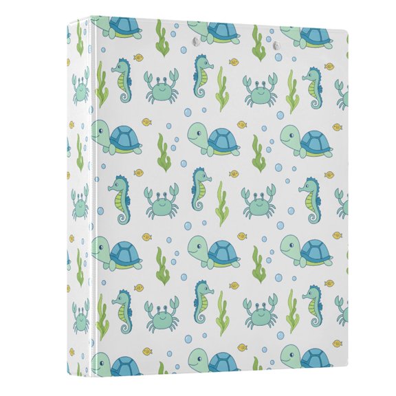 Three Ring Binder Turtle Seahorse Crab 1.5 Inch Round Binder D-Rings for Office Supplies and More