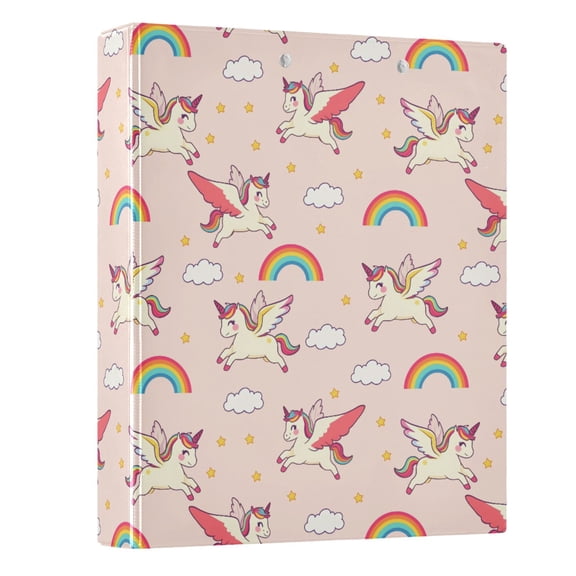 Three Ring Binder Unicorn Cloud Rainbow 1.5 Inch Round Binder D-Rings for Office Supplies and More