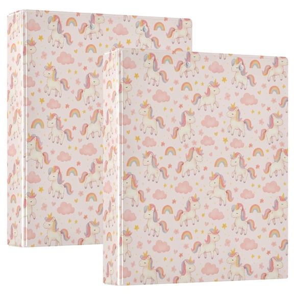 Three Ring Binder Unicorn Star Rainbow 1.5 Inch Round Binder D-Rings for Office Supplies and More