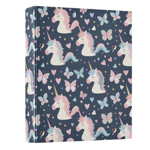 Three Ring Binder Unicorn and Butterf 1.5 Inch Round Binder D-Rings for Office Supplies and More