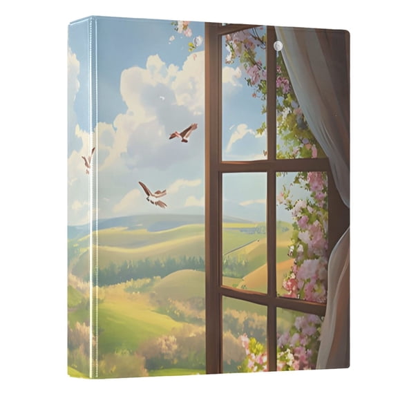 Three Ring Binder View Outside The Window 1.5 Inch Round Binder D-Rings for Office Supplies and More