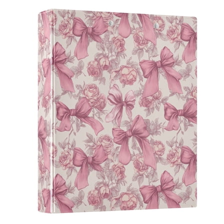 Three Ring Binder Vintage Bow and Roses 1.5 Inch Round Binder D-Rings for Office Supplies and More
