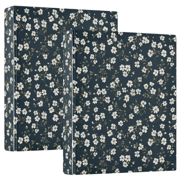 Three Ring Binder White Flowers 1.5 Inch Round Binder D-Rings for Office Supplies and More