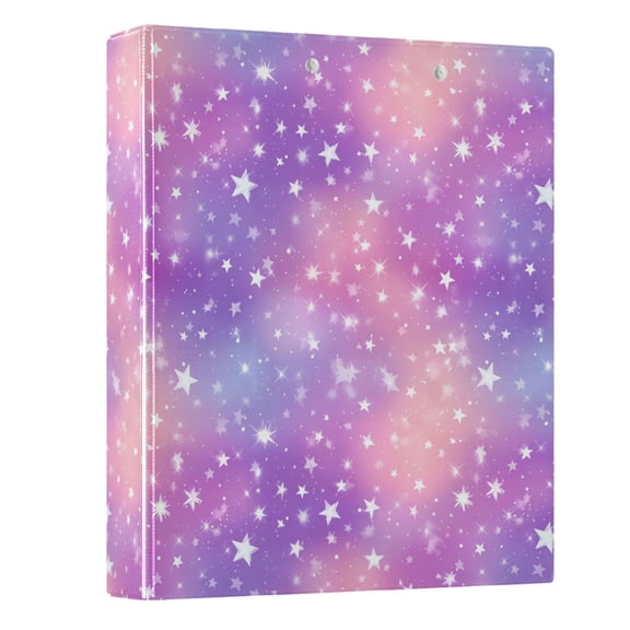 Three Ring Binder White Star 1.5 Inch Round Binder D-Rings for Office Supplies and More