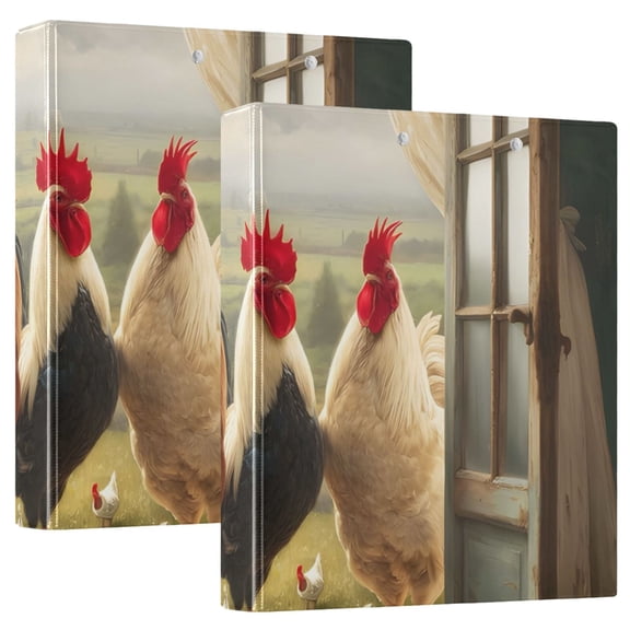 Three Ring Binder Window Rooster 1.5 Inch Round Binder D-Rings for Office Supplies and More