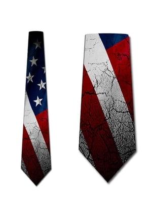 Flag Ties Mens Patriotic Distressed American US Flag Necktie by Three Rooker