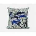 thumbnail image 1 of Three Roses with Butterfly Throw Pillow with Removable Cover in Indigo Blue Dark Green 20x20, 1 of 8