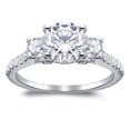 thumbnail image 1 of Three Round Diamond Zircon Rings Classic Appearance Copper Material High Quality Fashion Jewelry Size As Shown, 1 of 5