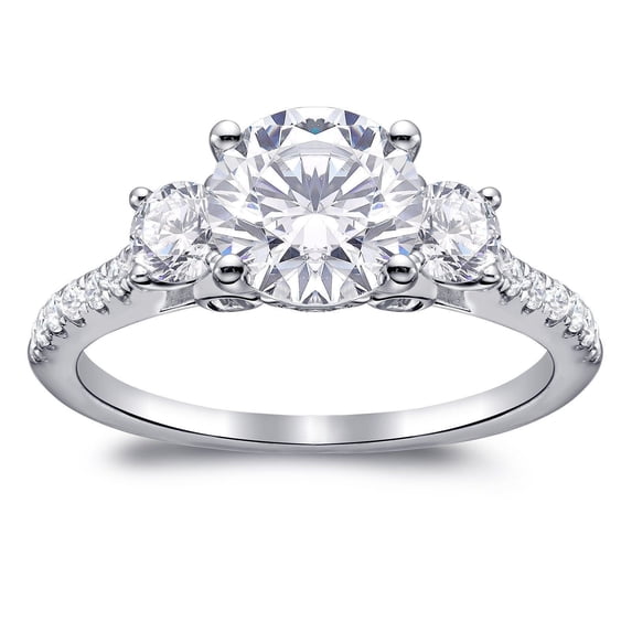Three Round Diamond Zircon Rings Classic Appearance Copper Material High Quality Fashion Jewelry Size As Shown