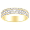 thumbnail image 1 of AFFY Three Row Band Ring In 14k Yellow Gold With 0.75 CT Round White Natural Diamond With RING Size-7, 1 of 1